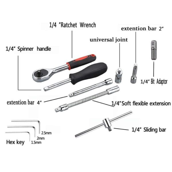 Ultimate 46-in-1 Precision Tool Kit: Comprehensive Set for Automobile Repair with Quick Ratchet Spanner Handle - Image 4