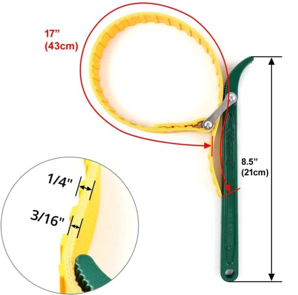 Versatile 9" Belt Strap Wrench: Auto Tool for Engine Maintenance, Adjustable Oil Filter Spanner with 8.5 (210mm)" Steel Handle - Ideal for Opening Filters and Pipes - Oil Filter Opener - Image 3