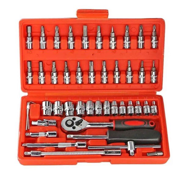 Ultimate 46-in-1 Precision Tool Kit: Comprehensive Set for Automobile Repair with Quick Ratchet Spanner Handle